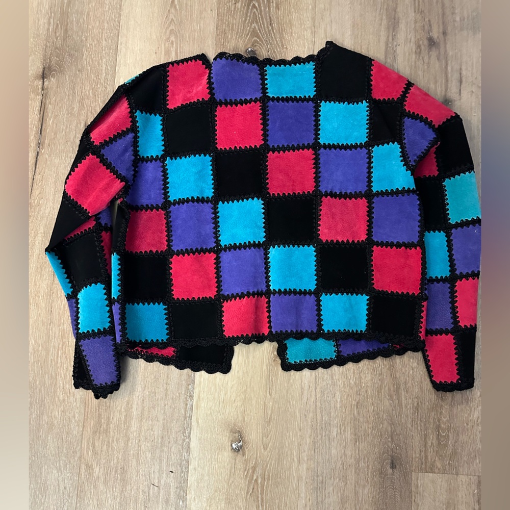 Vintage Patchwork Leather Jacket Boho Southwester… - image 7